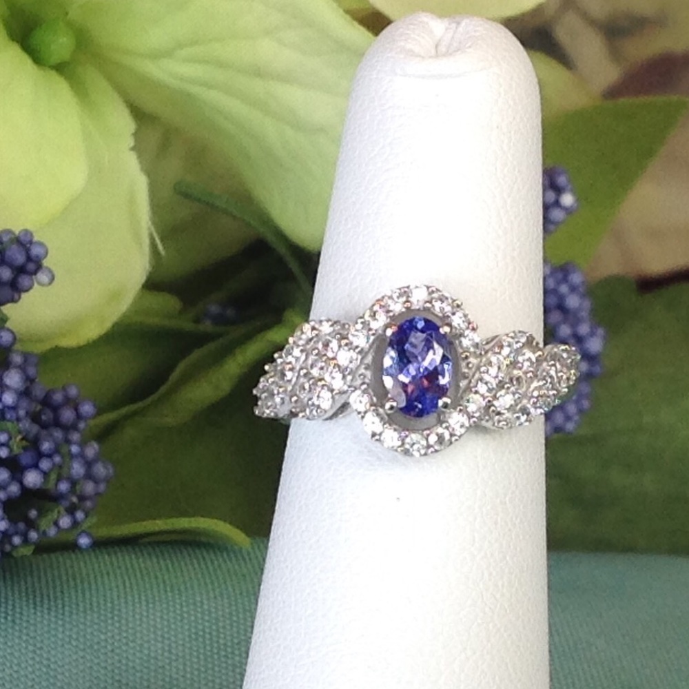 Genuine AAA Tanzanite & Zircon Ring